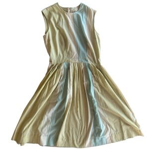True Vintage 60s Sleeveless Pastel Striped Dress Full A line Pastel Pleated